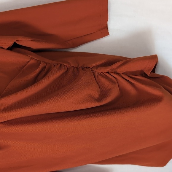 La Mode Ruched Burnt Orange Knit Sweater Top Size Large - Picture 2 of 5